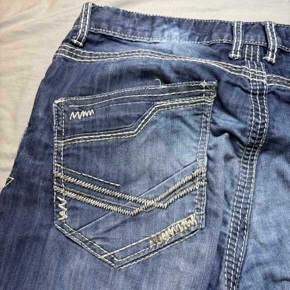 Buckle BKE Jeans Mens 36x28 Blue Dark Wash Tyler Straight Stretch Denim Whiskers - Picture 9 of 11